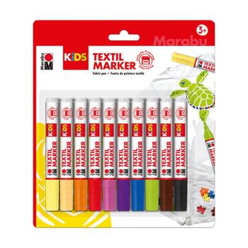 10pc Marabu Kids Art & Craft Textil Fabric Markers/Pens 3y+ Multicolour