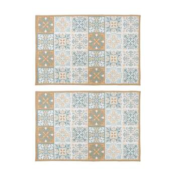 2PK LVD Non-Slip Spanish Olive Tile Indoor Woven Floor & Door Mat 90x60cm