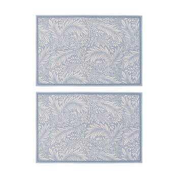 2PK LVD Pewter Larksspur Non-Slip Botanical Indoor Floor & Door Mat 90x60cm