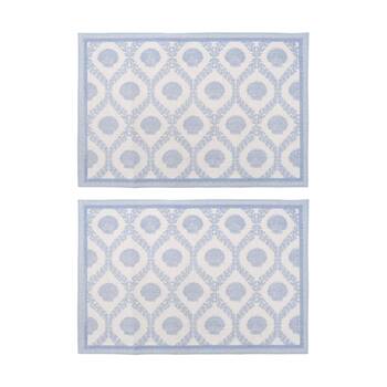 2PK LVD Coastal Shell Pattern Blue Non-Slip Indoor Floor & Door Mat 90x60cm