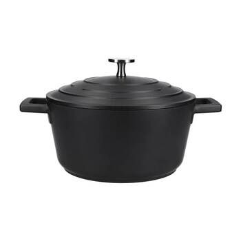 MasterCraft 2.5L Cast Aluminium Casserole Dish Kitchen Cooking Pot Black 20cm