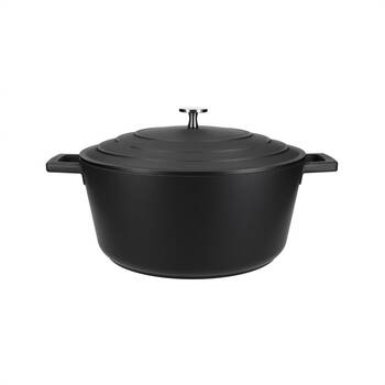 MasterCraft 5L Large Cast Aluminium Casserole Dish Kitchen Pot Black 28cm