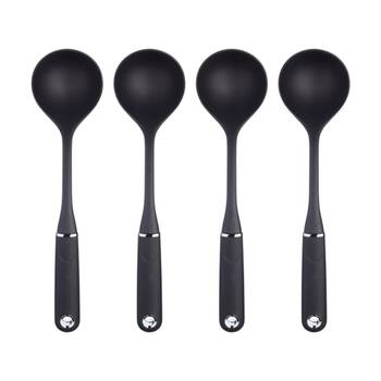 4PK MasterCraft Soup Ladle Soft Grip Nylon Durable Black Kitchen Utensil 34cm