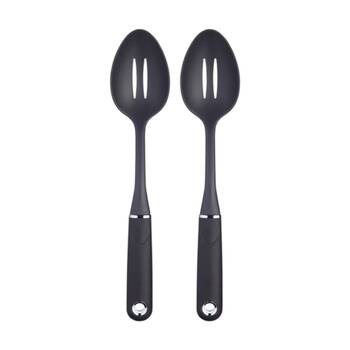 2PK MasterCraft Soft Grip Nylon Slotted Spoon Durable Cooking Utensil Black