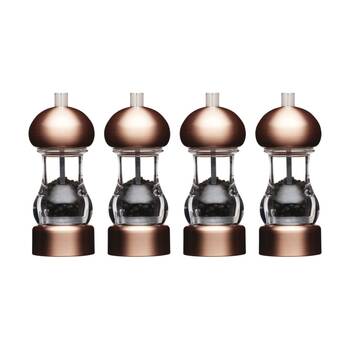4PK MasterClass Clear Capstan Copper-Effect Grinder Pepper Mill 14.5cm