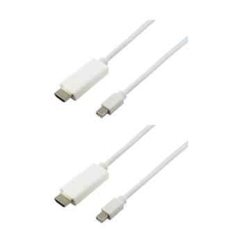 2PK Comsol Mini DisplayPort Male-HDMI Male Computer Cable 1 Metre White