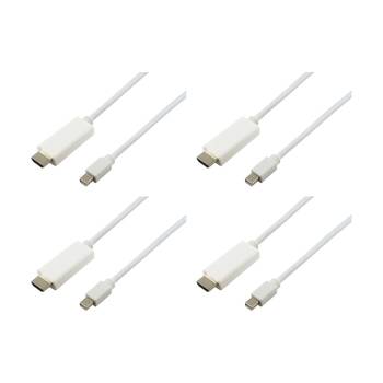 4PK Comsol Mini DisplayPort Male-HDMI Male Computer Cable 2 Metres White