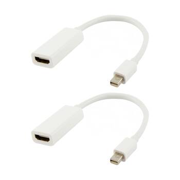 2PK Comsol 20cm Mini DisplayPort Male to HDMI Female Adaptor White