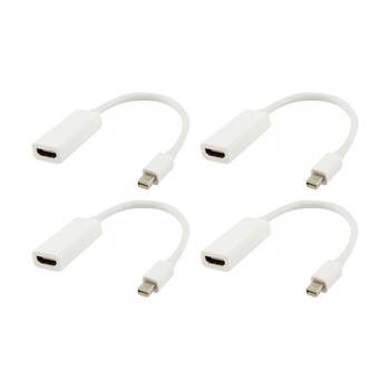 4PK Comsol 20cm Mini DisplayPort Male to HDMI Female Adaptor White
