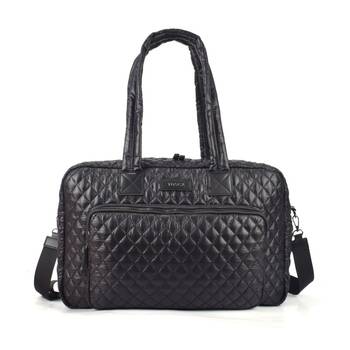Tosca Women's Lightweight Quilted Metro Split Tote Travel Bag Black