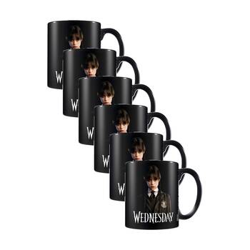 6PK Wednesday Addams Friendship Ceramic Coffee Drinking Mug Black