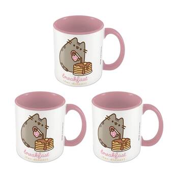 3PK Pusheen Cat Breakfast Ceramic Hot & Cold Coffee Drinking Mug White Pink