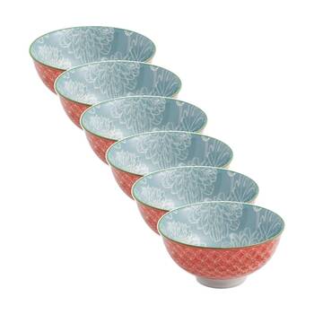 6PK Mikasa Grey Floral Stoneware Nibble Bowl 12cm Dishwasher Microwave Safe