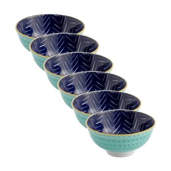 6PK Mikasa Indigo Chevron Stoneware Nibble Bowl 12cm Dishwasher Microwave Safe