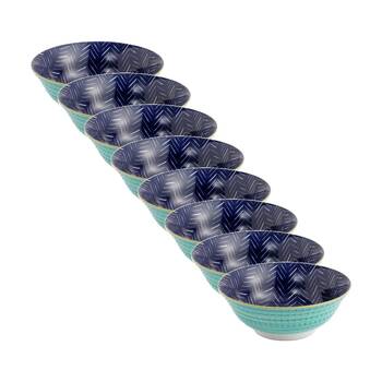 8PK Mikasa Indigo Chevron Stoneware Ramen Bowl 21cm Dishwasher Microwave Safe