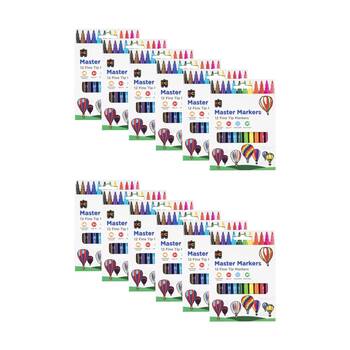 12x 12pc Educational Colours Master Fine Tip Markers Pack Kids 3y+