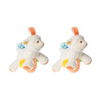 2PK Mary Meyer Taggies Sherbert Lamb Soft Plush Rattle & Silicone Teether White