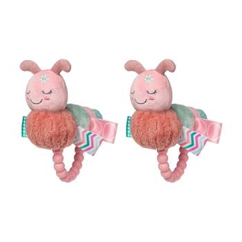 2PK Mary Meyer Taggies Camilla Caterpillar Soft Plush Rattle & Silicone Teether