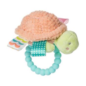 Mary Meyer Taggies Tippy Turtle?Soft Plush Rattle & Silicone Animal Teether
