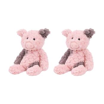 2PK Mary Meyer Nursery Piglet Putty Plush Weighted Animal Toy Pink/Brown 28cm