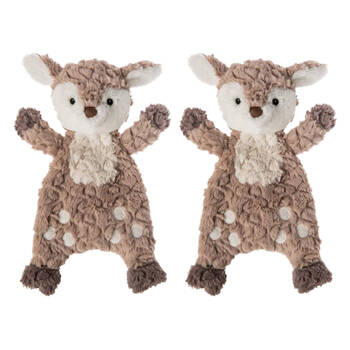 2PK Mary Meyer Nursery Fawn Lovey Baby Soft Plush Cuddle Toy Blanket 28cm Brown