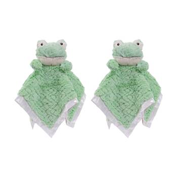 2PK Mary Meyer Nursery Mint Frog Plush Character Cuddle Toy/Satin Blanket 33cm