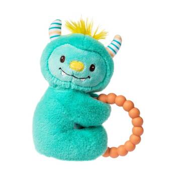 Mary Meyer Mookie Monster Soft Plush Rattle & Silicone Teether Aqua?12cm