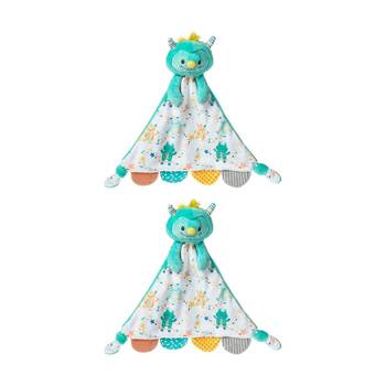 2PK Mary Meyer Mookie Monster Soft Plush Activity Toy & Cuddle Blanket Aqua 30cm