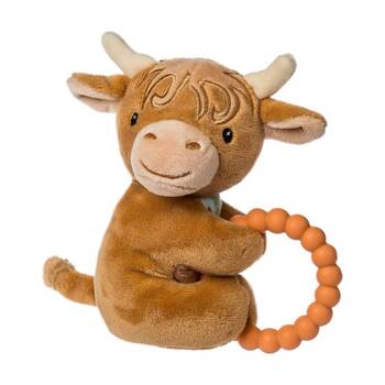 Mary Meyer Hetty Highland Cow?Soft Plush Rattle & Silicone Teether Brown 14cm