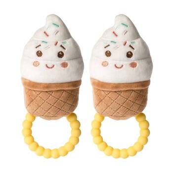 2PK Mary Meyer Sweet Soothies Ice Cream Soft Plush Rattle/Silicone Teether 14cm