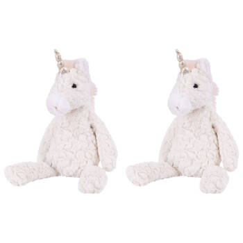 2PK Mary Meyer Cream Unicorn Putty Plush Weighted Fabric Beans Animal Toy 28cm