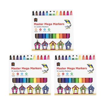 3x 12pc Educational Colours Master Mega Fine Tip Markers Pack Kids 3y+