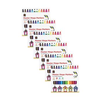 6x 12pc Educational Colours Master Mega Fine Tip Markers Pack Kids 3y+