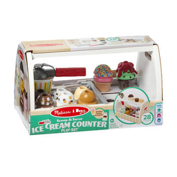28pc Melissa & Doug Toy Scoop Serve Ice Cream Counter Wooden Play Set 3y+