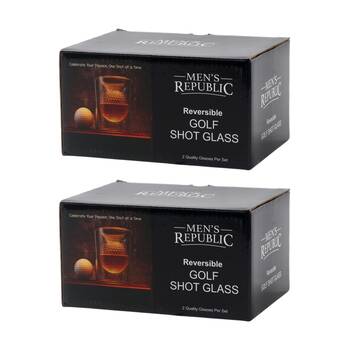 2x 2pc Men's Republic Golf Ball Glassware Set With Reversible Shot Glasses