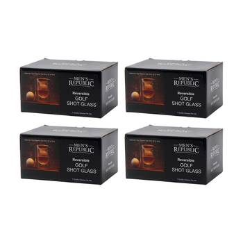 4x 2pc Men's Republic Golf Ball Glassware Set With Reversible Shot Glasses