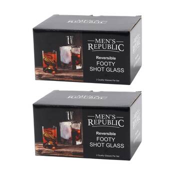 2x 2pc Men's Republic Footy Glassware Set Of Reversible Ball Shot Glasses