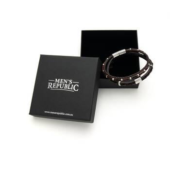 Men's Republic Multi Leather Bracelet With Stainless Steel Signature Gift