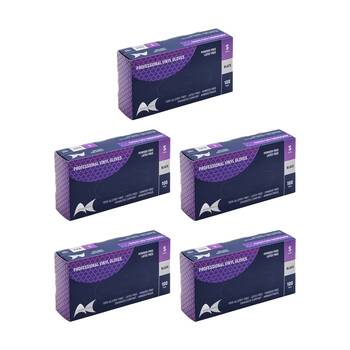 5x 100pc Artist Choice Vinyl Gloves Powder Free Latex Medical Black Small