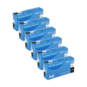 6x 100pc Artist Choice Nitrile Gloves Powder Latex Textured Blue Large