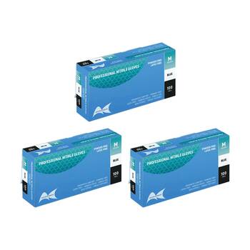 3x 100pc Artist Choice Nitrile Gloves Powder Latex Textured Blue Medium