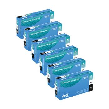 6x 100pc Artist Choice Nitrile Gloves Powder Latex Textured Blue Medium