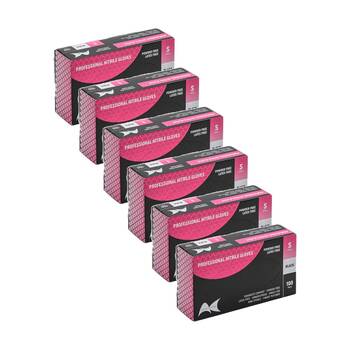 6x 100pc Artist Choice Nitrile Gloves Textured Powder Latex Excluded Black Small