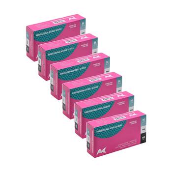 6x 100pc Artist Choice Nitrile Gloves Powder Free Latex Textured Pink Medium