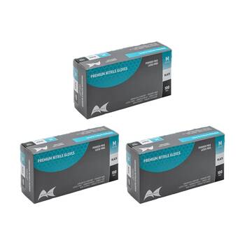 3x 100pc Artist Choice Premium Powder Latex Free Nitrile Gloves Black Medium