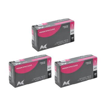3x 100pc Artist Choice Premium Powder Latex Free Nitrile Gloves Black Small
