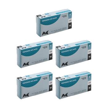 5x 100pc Artist Choice Food Medical Vinyl Gloves Powder Latex Free Medium