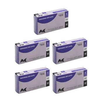 5x 100pc Artist Choice Food Medical Vinyl Gloves Powder Latex Free Small