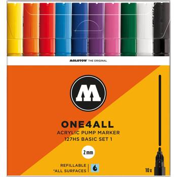 10pc Molotow One4All Basic Art/Craft Drawing Pen Markers 2mm Multicolour