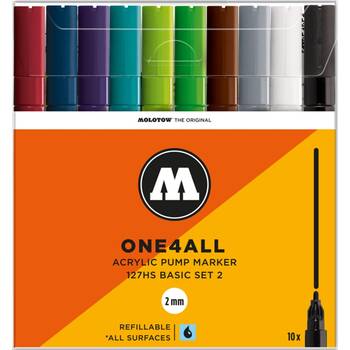 10pc Molotow One4All Basic Art/Craft Drawing Pen Markers 2mm Multicolour
